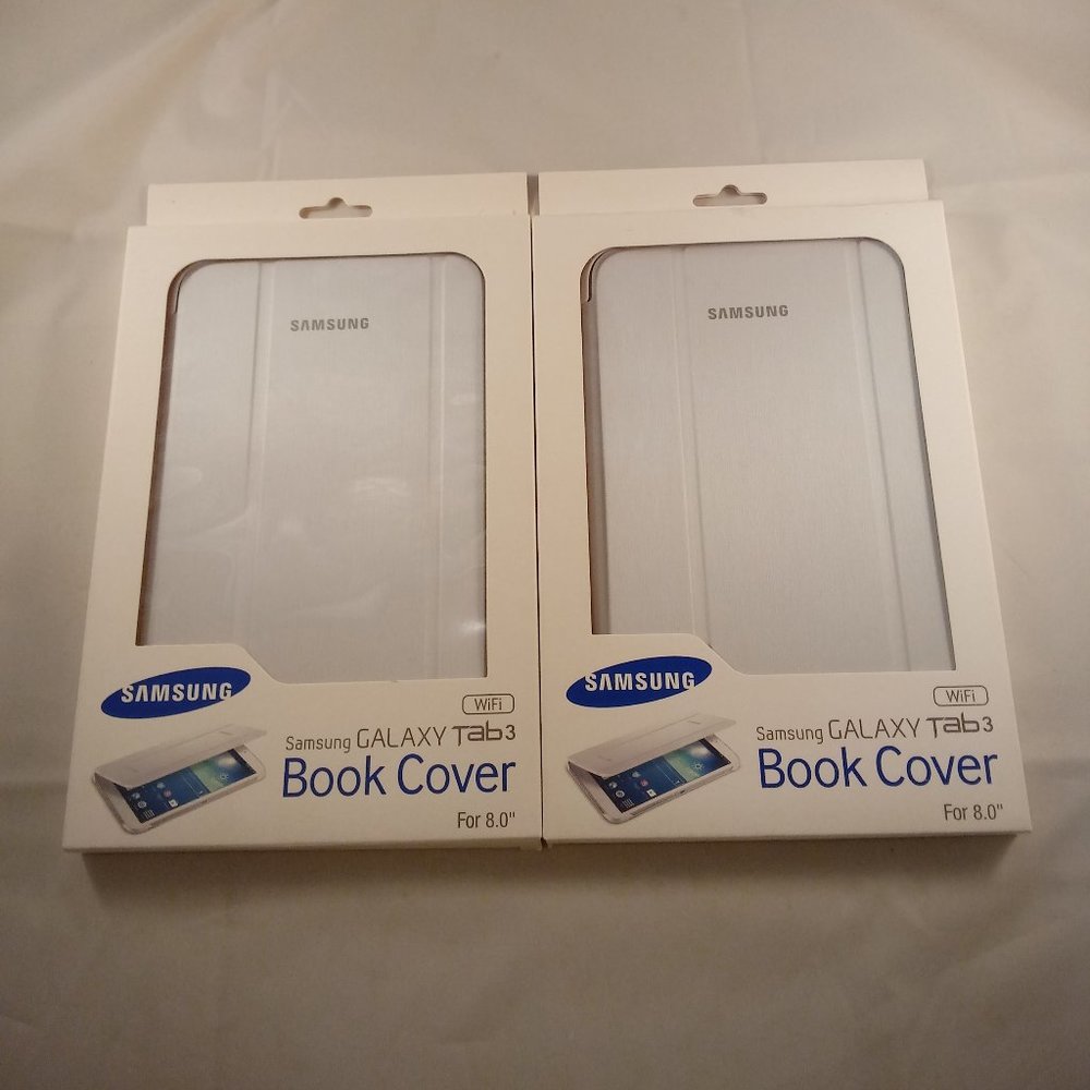 2 Original Samsung Galaxy Tab3 Magnetic Book Cover Cases White 8.0 Unisex
